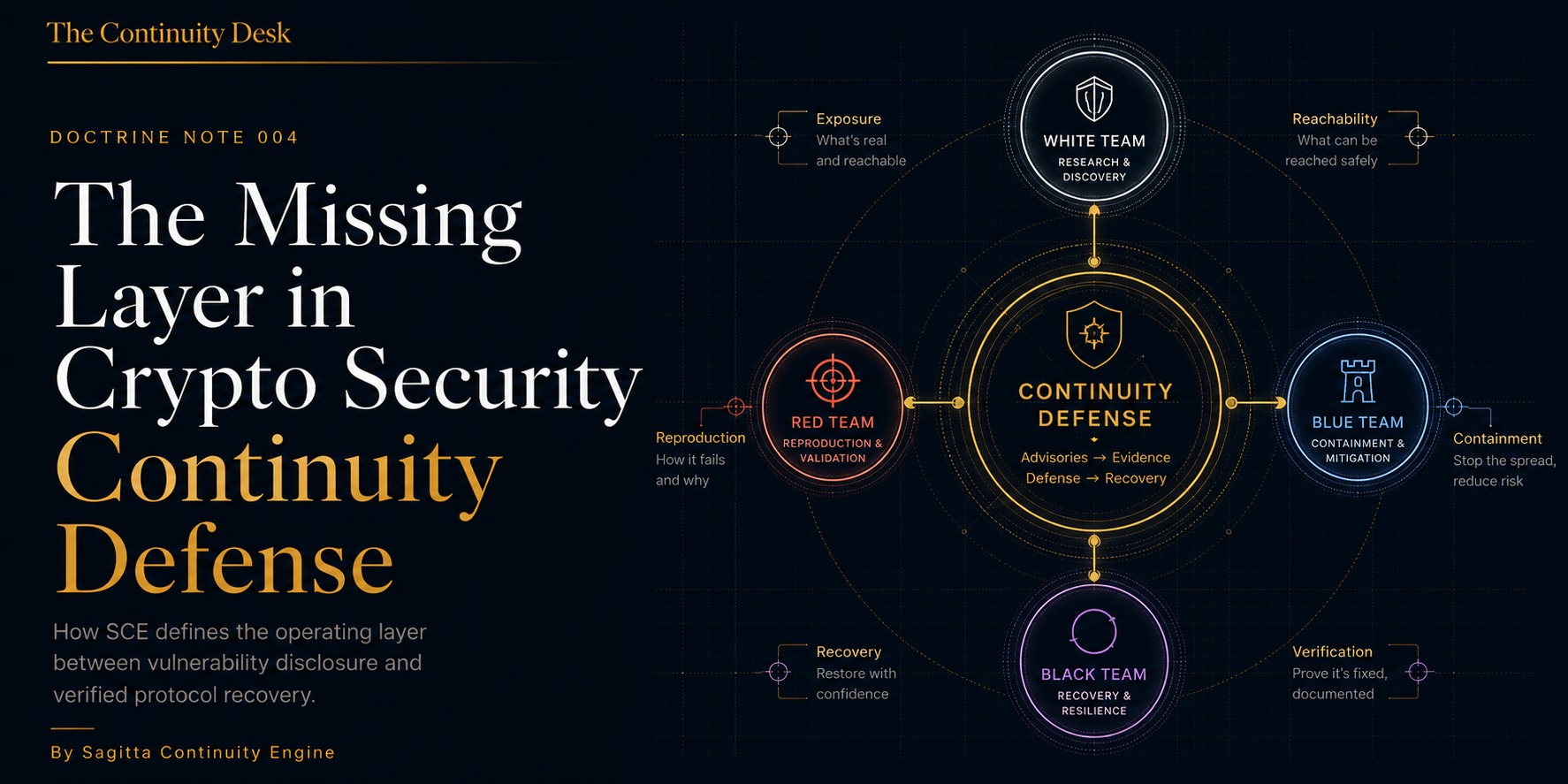 Cover art published with The Missing Layer in Crypto Security: Continuity Defense on The Continuity Desk.